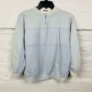 Lauren Brooke Women's Light pastel Blue V-Neck granny pattern Sweater size large